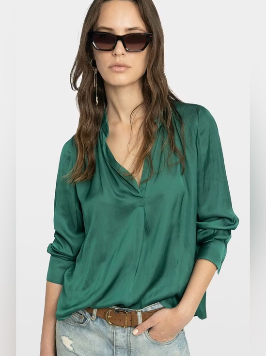 Zadig & Voltaire Tops - Zadig & Voltaire Tink Satin Blouse Emeraude | Size XS